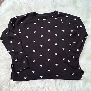 LOFT Lou and Grey black with white hearts Print Sweatshirt